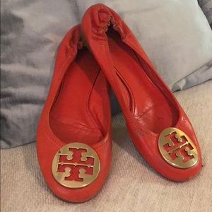 Orange Tory Burch Classic Flats